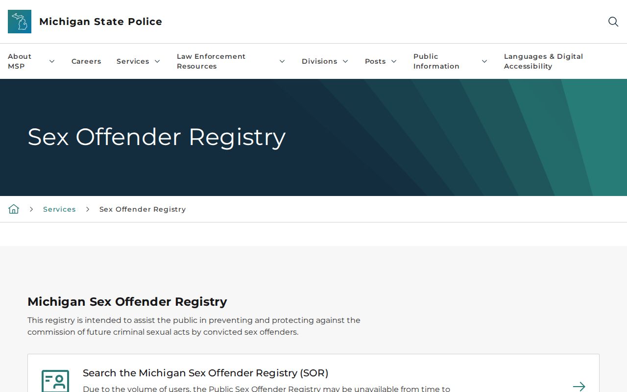 Royal Oak resident lookup using Michigan statutory registry search