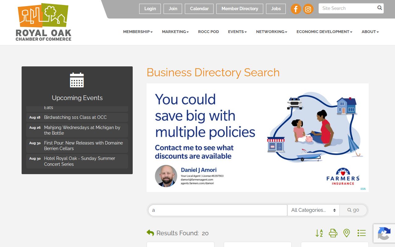 Royal Oak neighbors Chamber business-directory search