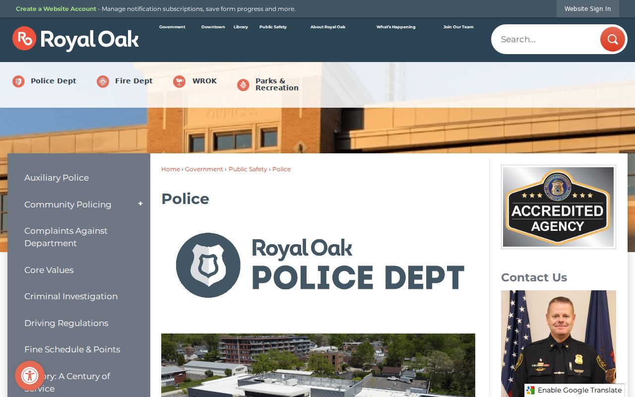 Royal Oak neighbors public crime-search map controls